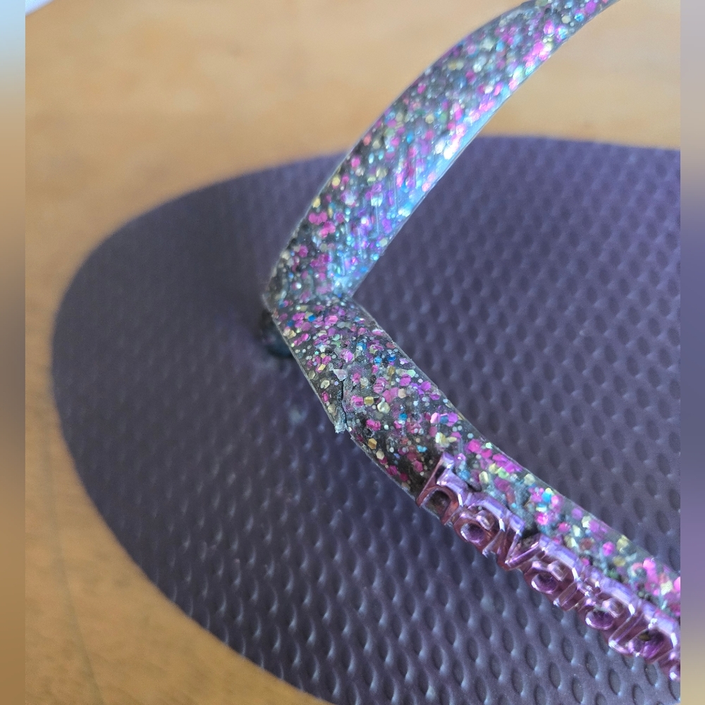 Purple Sparkly Havaianas Flip Flops 7/8 - Picture 5 of 5